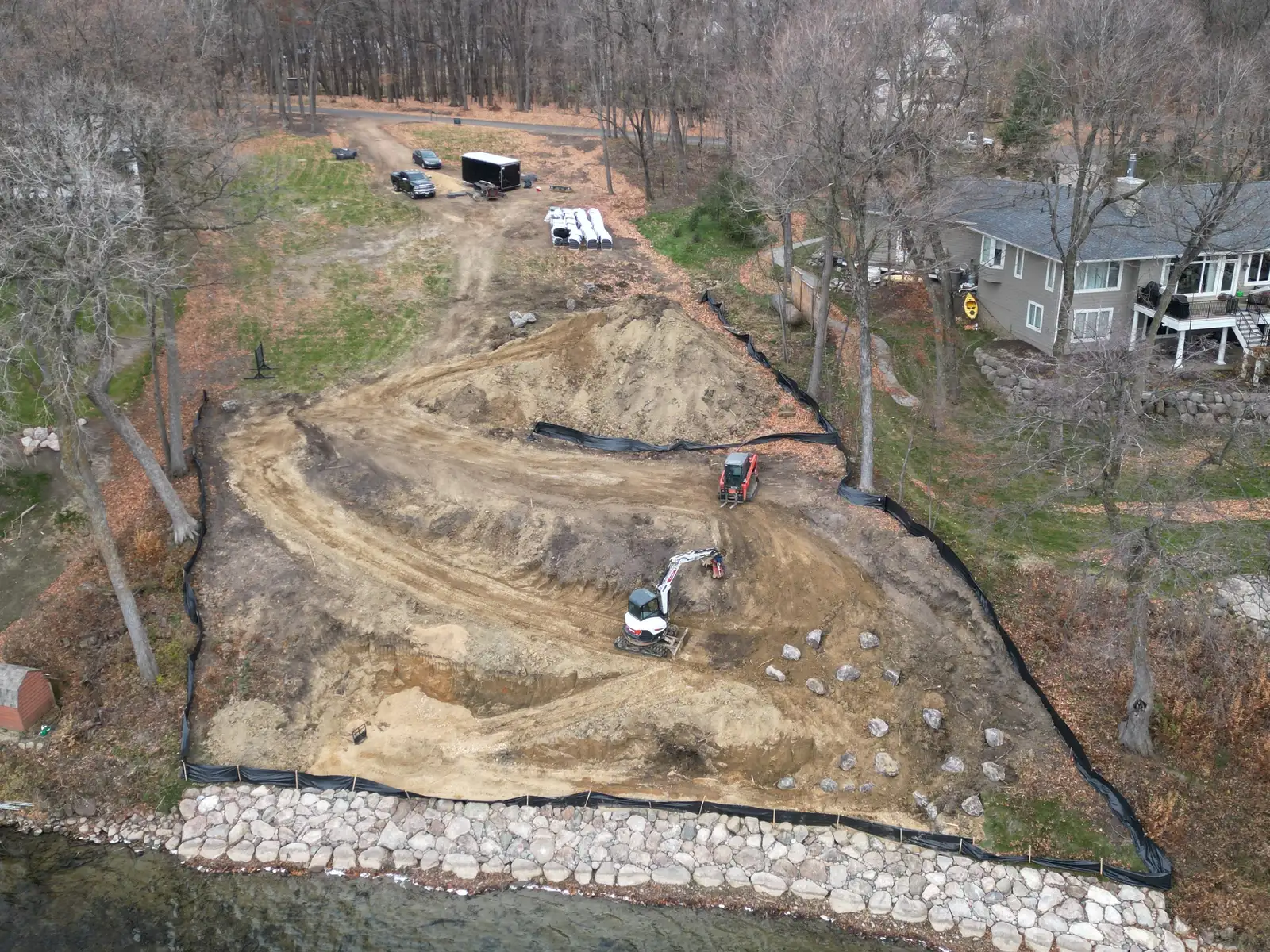 Spring yard cleanup with bed edging and debris removal