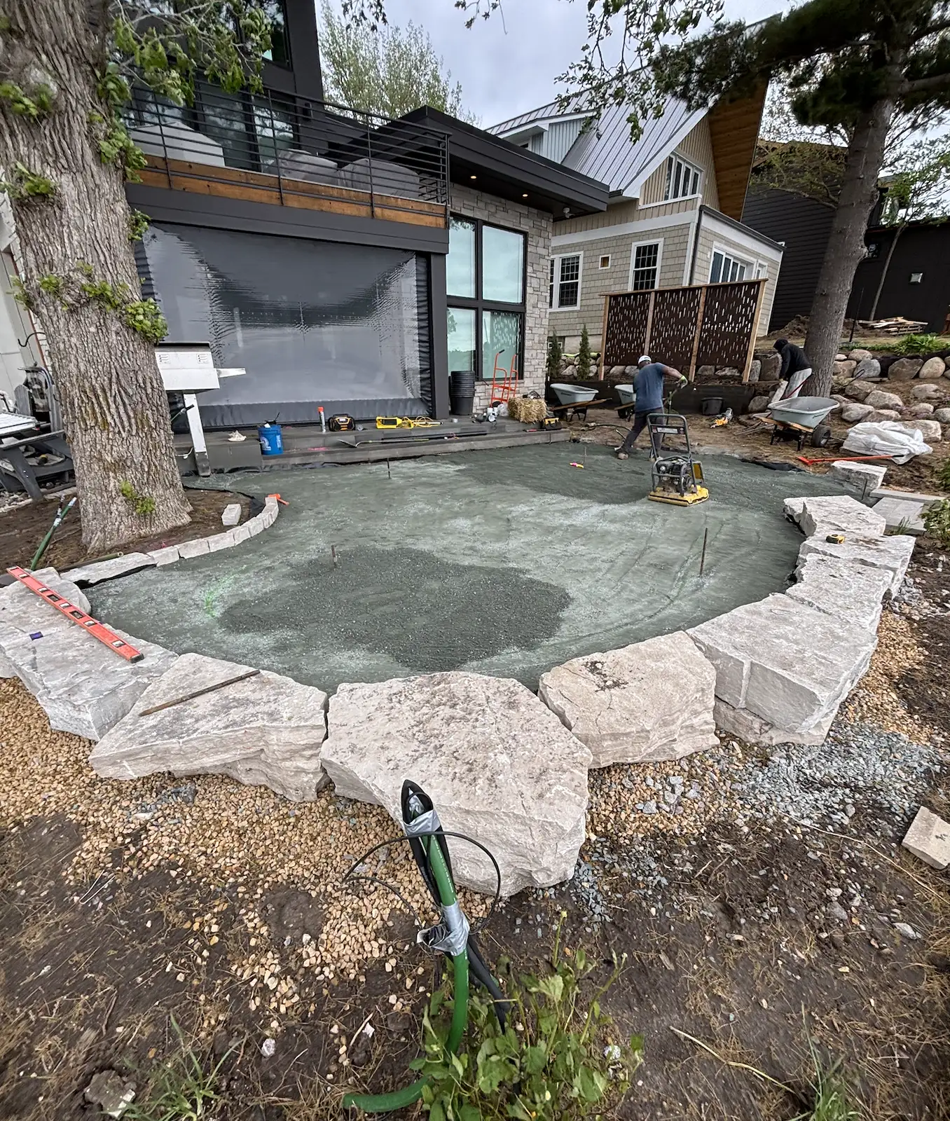 Lot leveling and site preparation for a new landscape installation