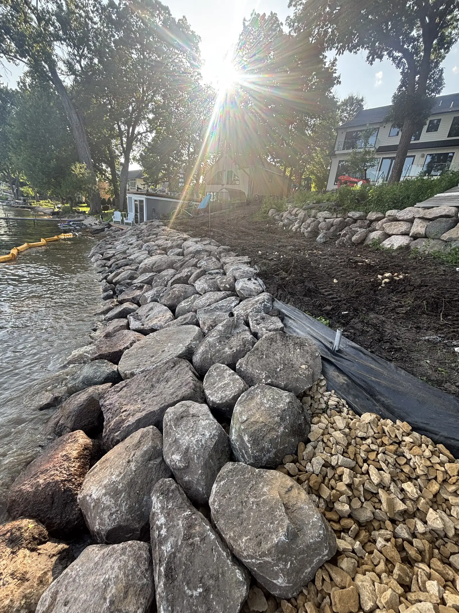 Completed shoreline rip rap rebuild on Lake Minnetonka in Orono, MN